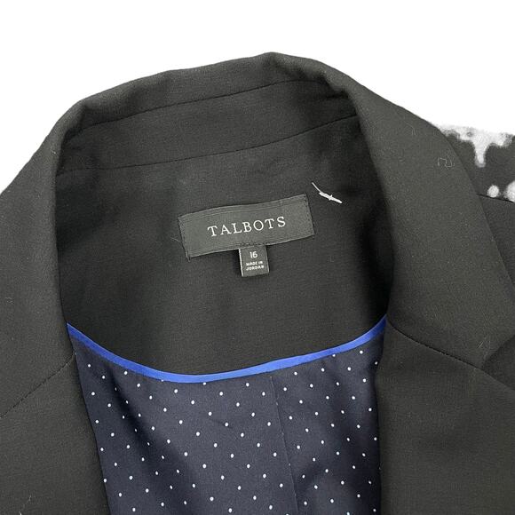 Talbots Luxe Wool Blend Blazer Jacket 2 Buttons Black Size 16 - Picture 8 of 8